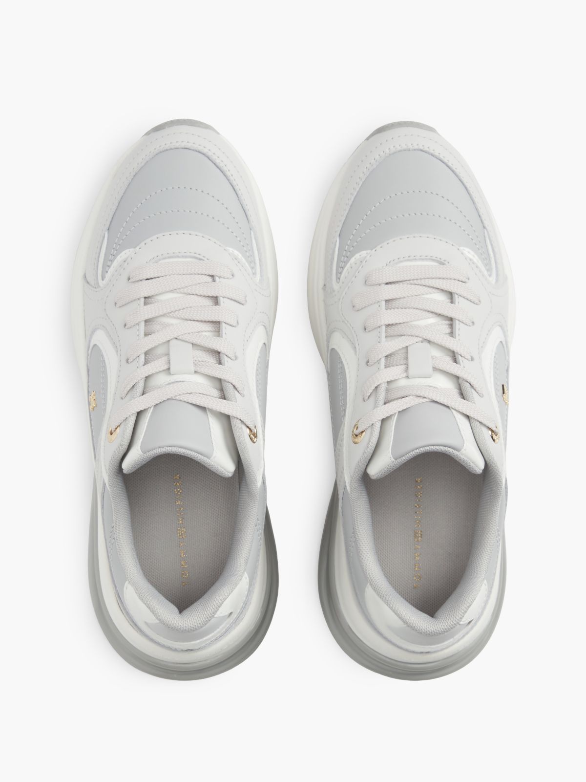 TH Monogram Leather Chunky Trainers — Grey
