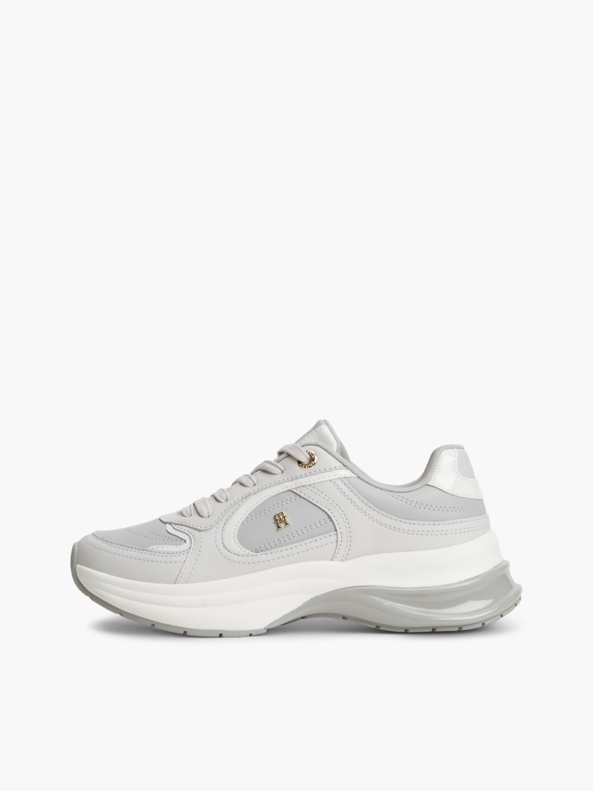 TH Monogram Leather Chunky Trainers — Grey