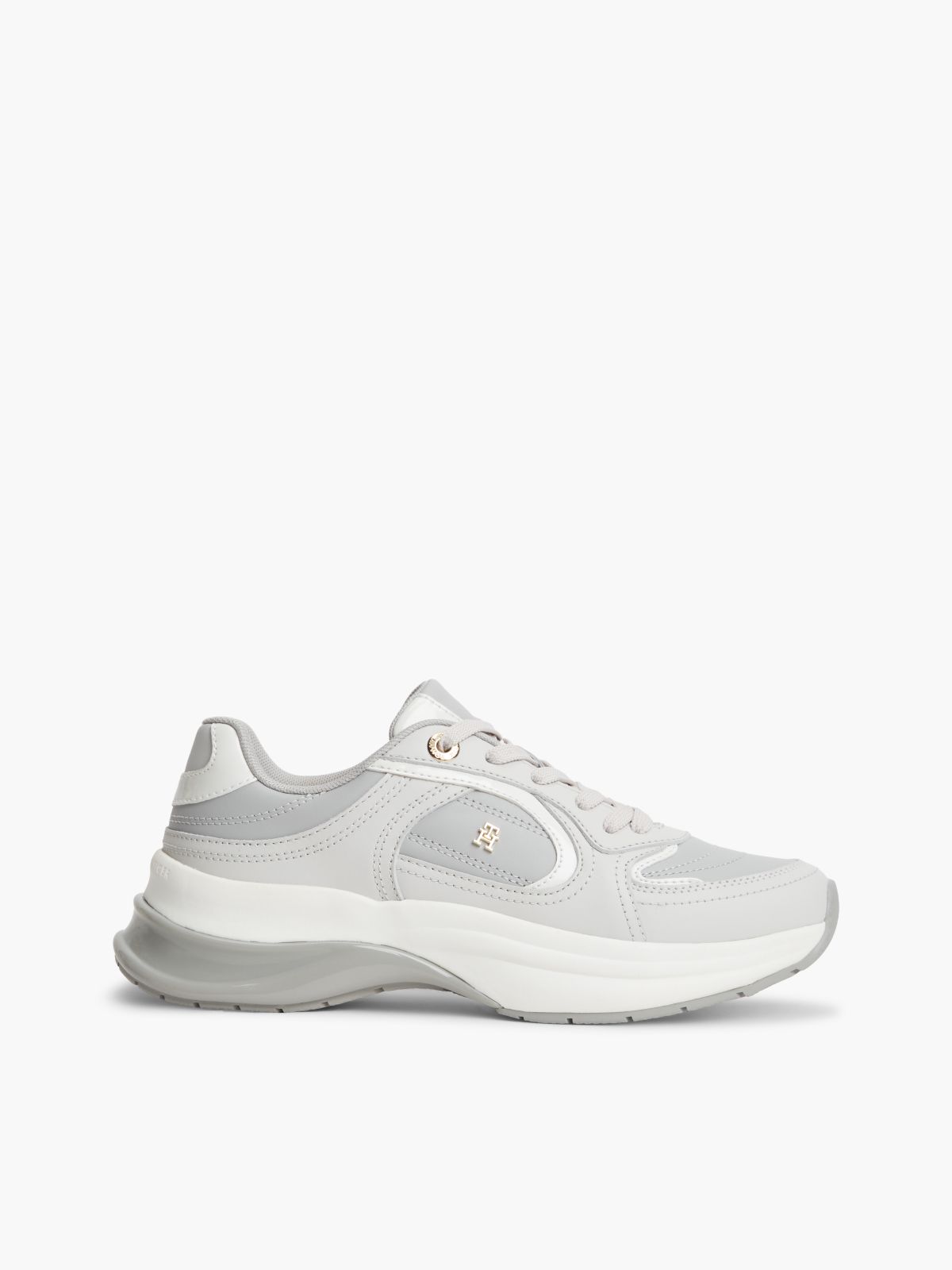 TH Monogram Leather Chunky Trainers — Grey