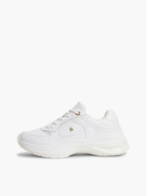 white th monogram leather chunky trainers for women tommy hilfiger