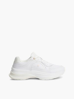 white th monogram leather chunky trainers for women tommy hilfiger
