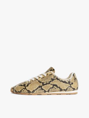 meerdere kleuren leren sneaker met slangenprint voor dames - tommy hilfiger