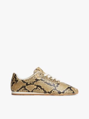multi leren sneaker met slangenprint voor dames - tommy hilfiger