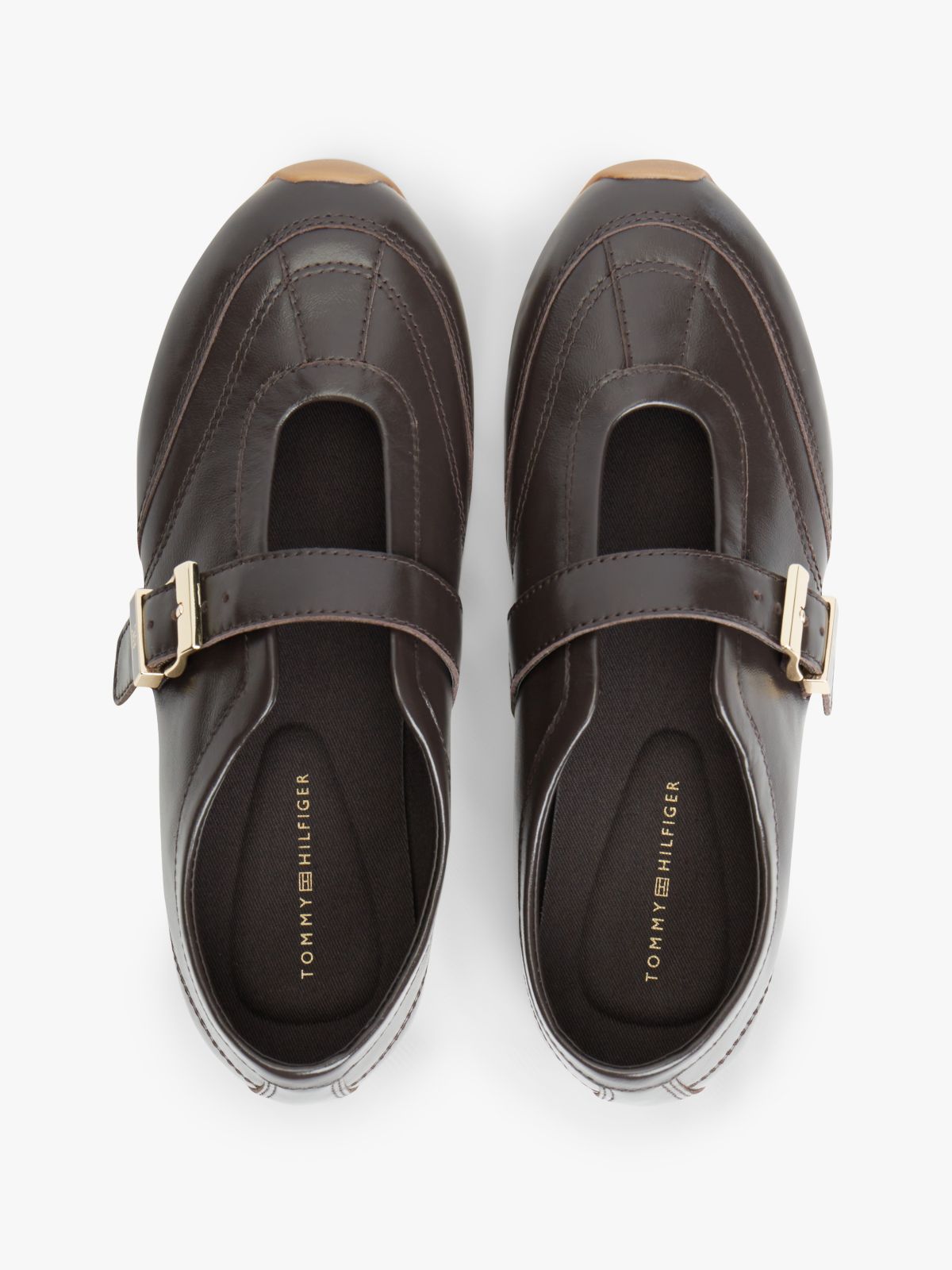 Leather Mary Jane Trainers — Brown