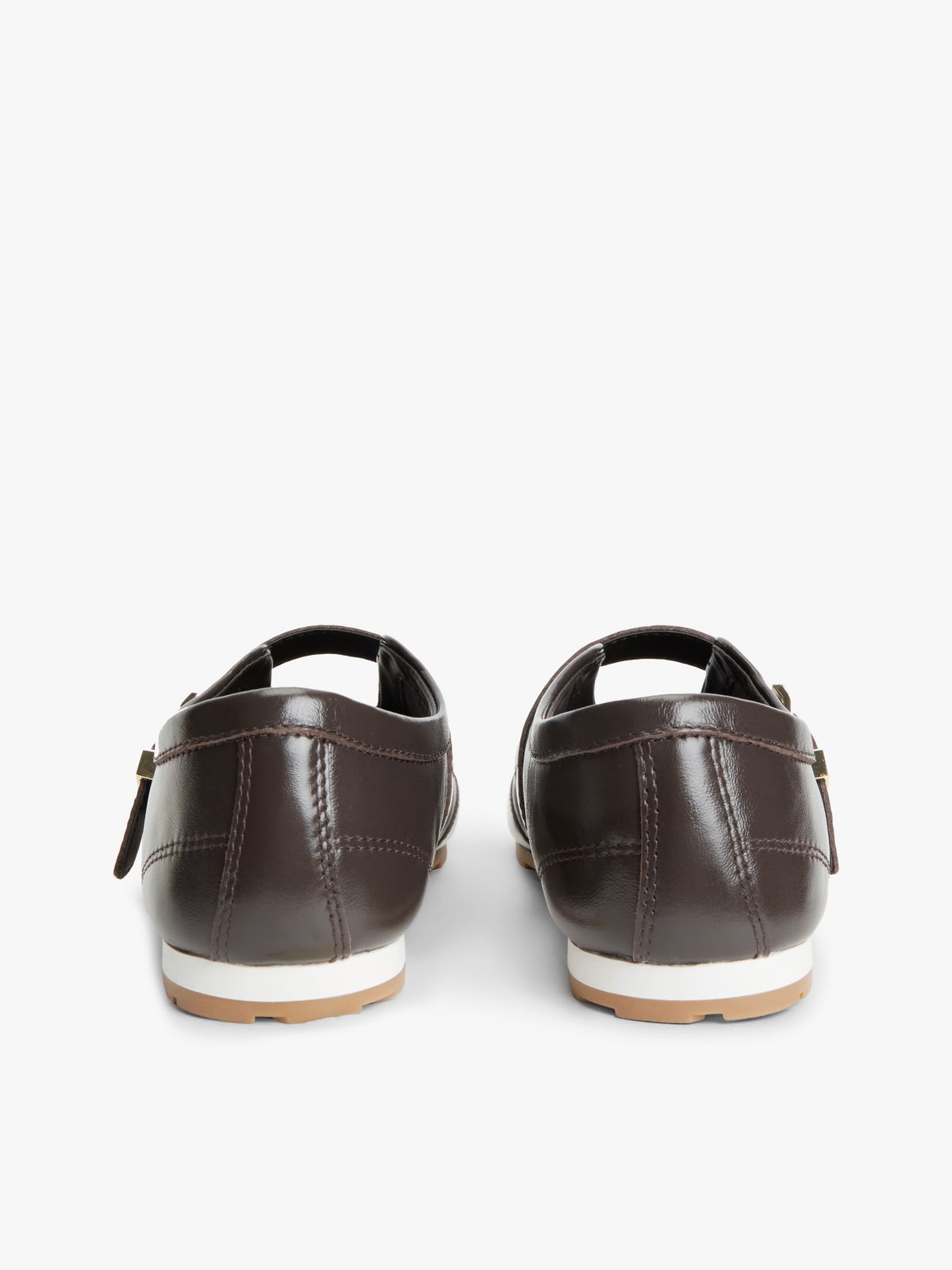 Leather Mary Jane Trainers — Brown