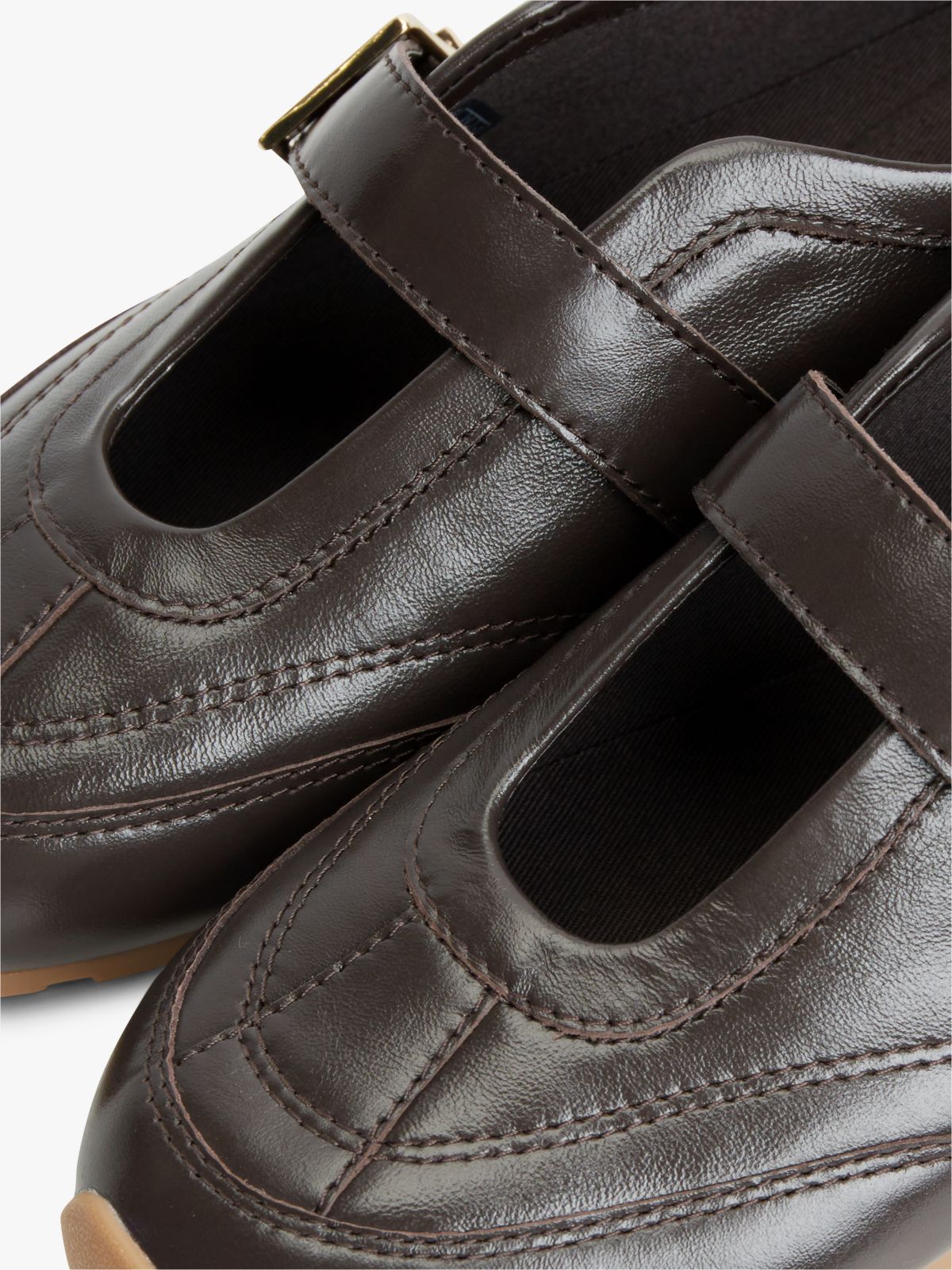 Leather Mary Jane Trainers — Brown