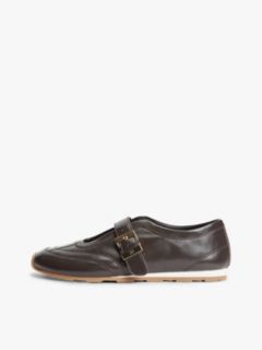 Leather Mary Jane Trainers — Brown 7