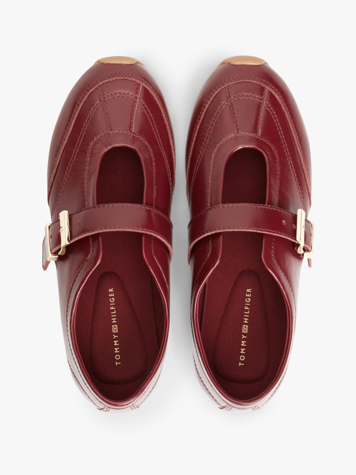 Leather Mary Jane Trainers — Burgundy