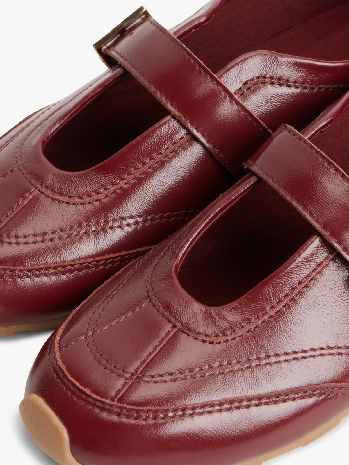 Leather Mary Jane Trainers — Burgundy