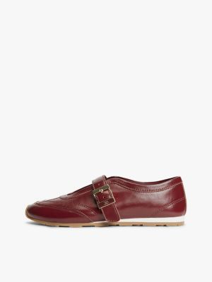 burgundy leather mary jane trainers for women tommy hilfiger