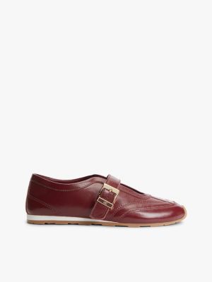 burgundy leather mary jane trainers for women tommy hilfiger