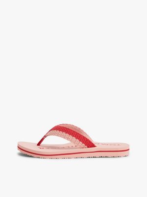 pink logo woven flip-flops for women tommy hilfiger