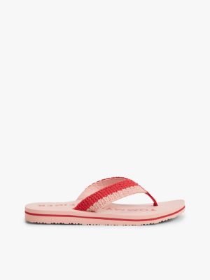pink logo woven flip-flops for women tommy hilfiger