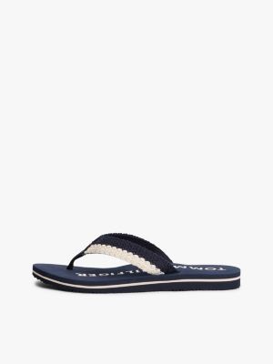 blue logo woven flip-flops for women tommy hilfiger