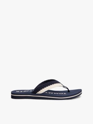 blue logo woven flip-flops for women tommy hilfiger