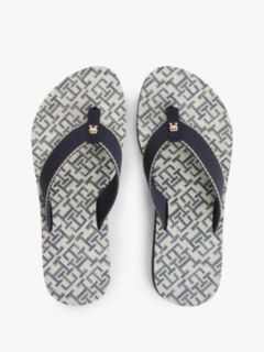 TH Monogram Wedge Heel Flip-Flops — Blue 3