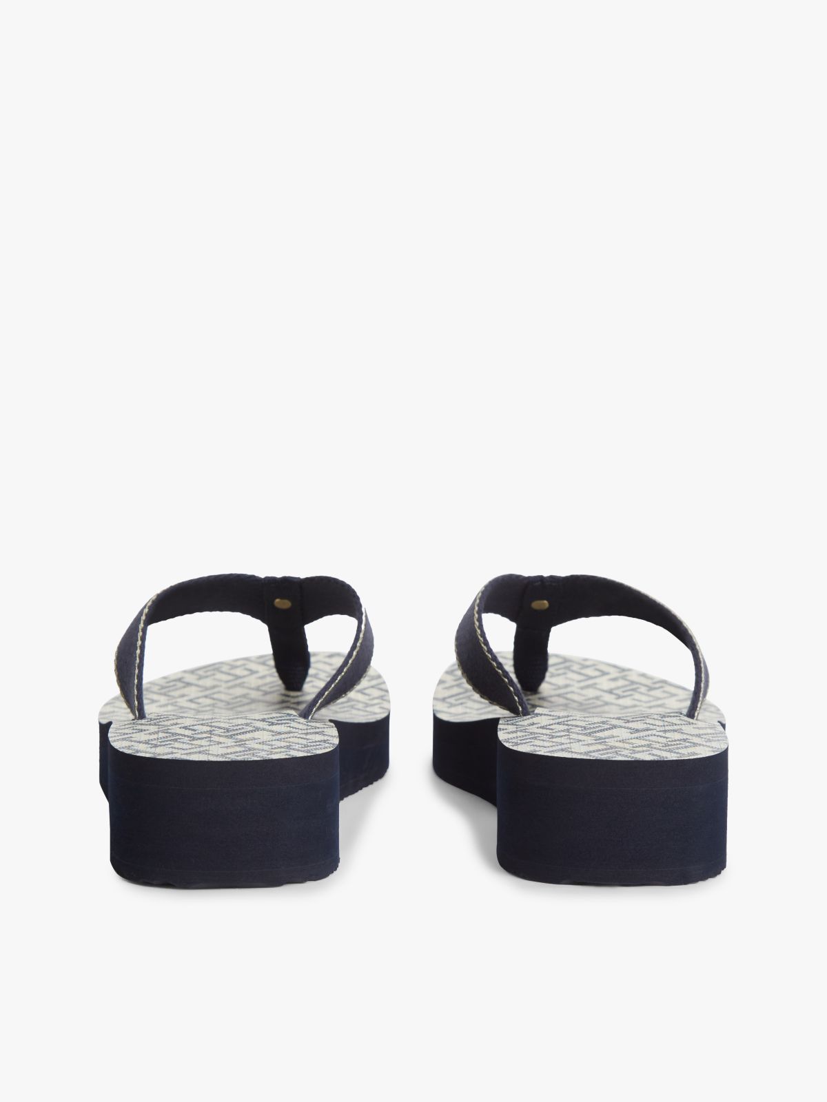 TH Monogram Wedge Heel Flip-Flops — Blue