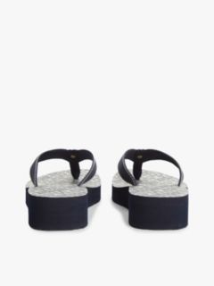 TH Monogram Wedge Heel Flip-Flops — Blue 4