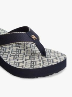 TH Monogram Wedge Heel Flip-Flops — Blue 6