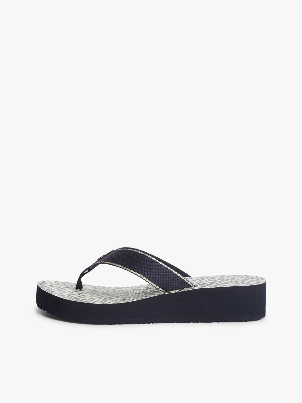 TH Monogram Wedge Heel Flip-Flops — Blue