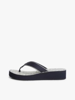 TH Monogram Wedge Heel Flip-Flops — Blue 7