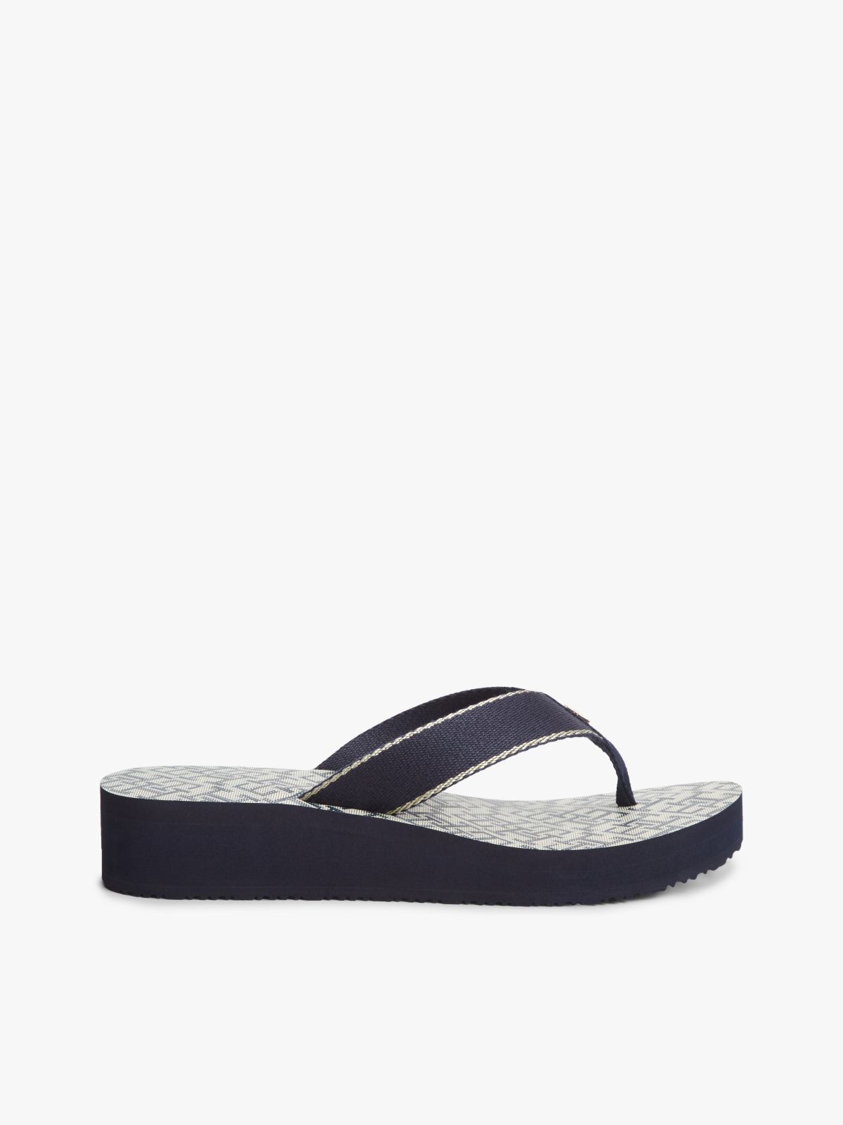 TH Monogram Wedge Heel Flip-Flops — Blue