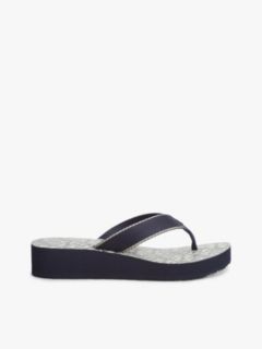 TH Monogram Wedge Heel Flip-Flops — Blue 1