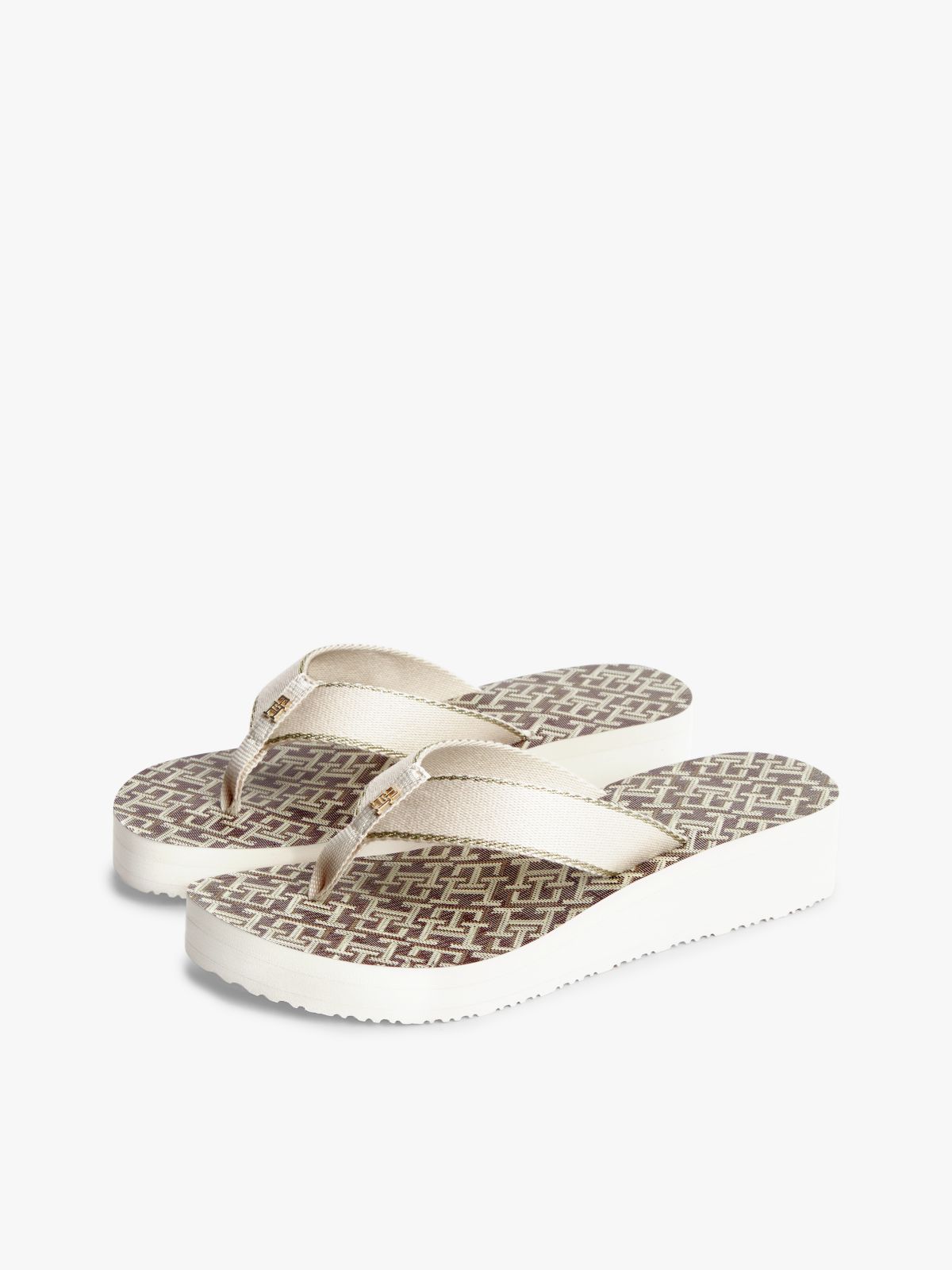 TH Monogram Wedge Heel Flip-Flops — Multi