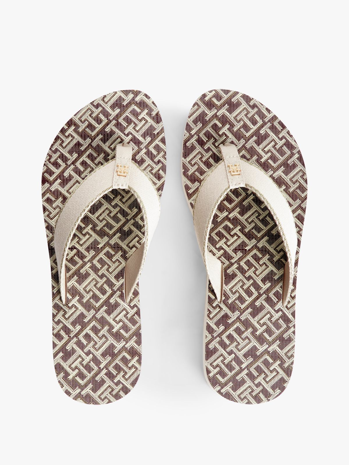 TH Monogram Wedge Heel Flip-Flops — Multi