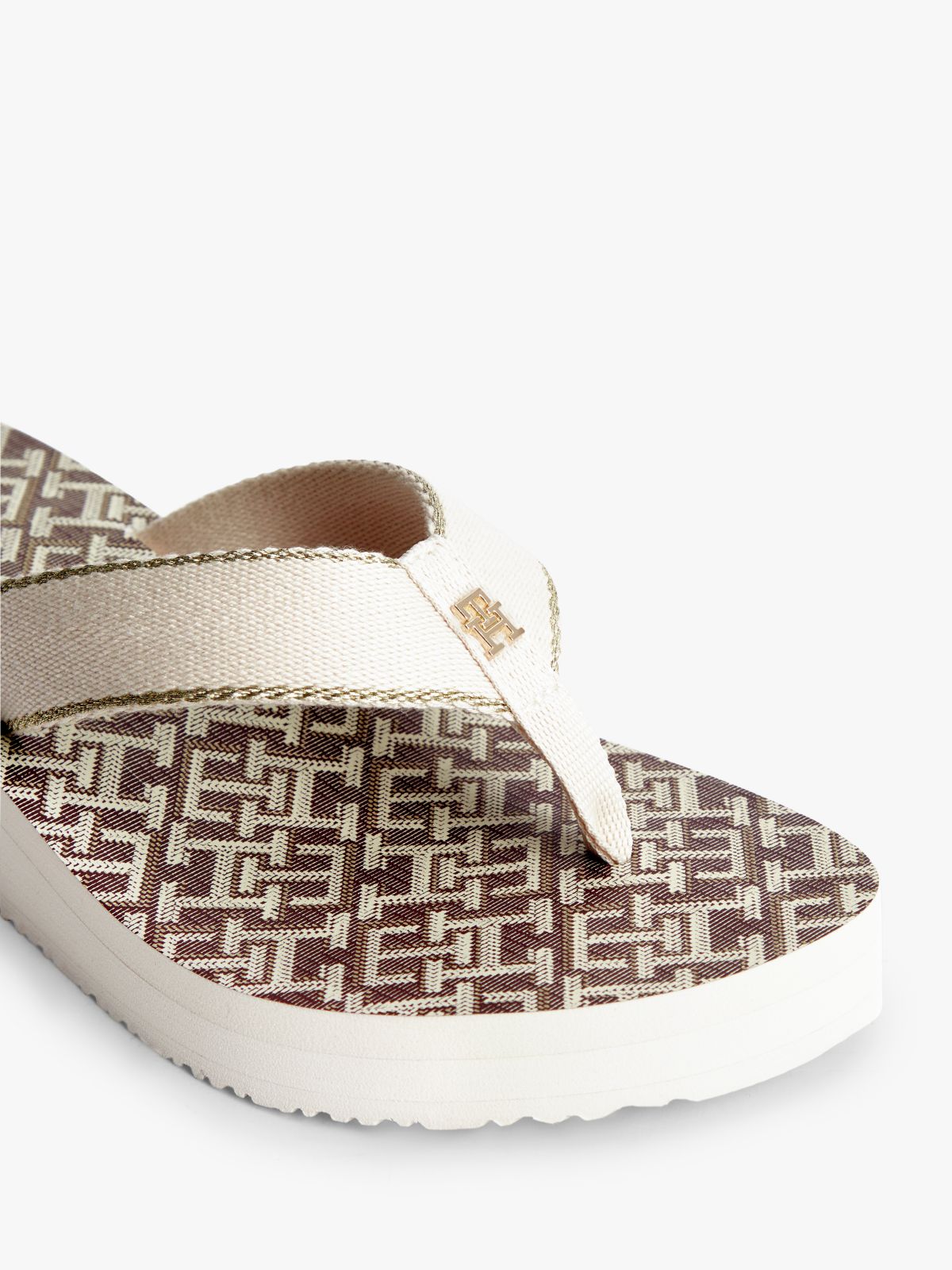 TH Monogram Wedge Heel Flip-Flops — Multi