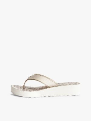 chanclas con cuña y monograma th multicolor de mujeres tommy hilfiger