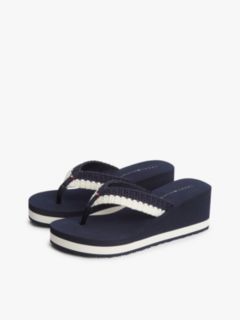 Wedge Heel Woven Flip-Flops — Blue 2