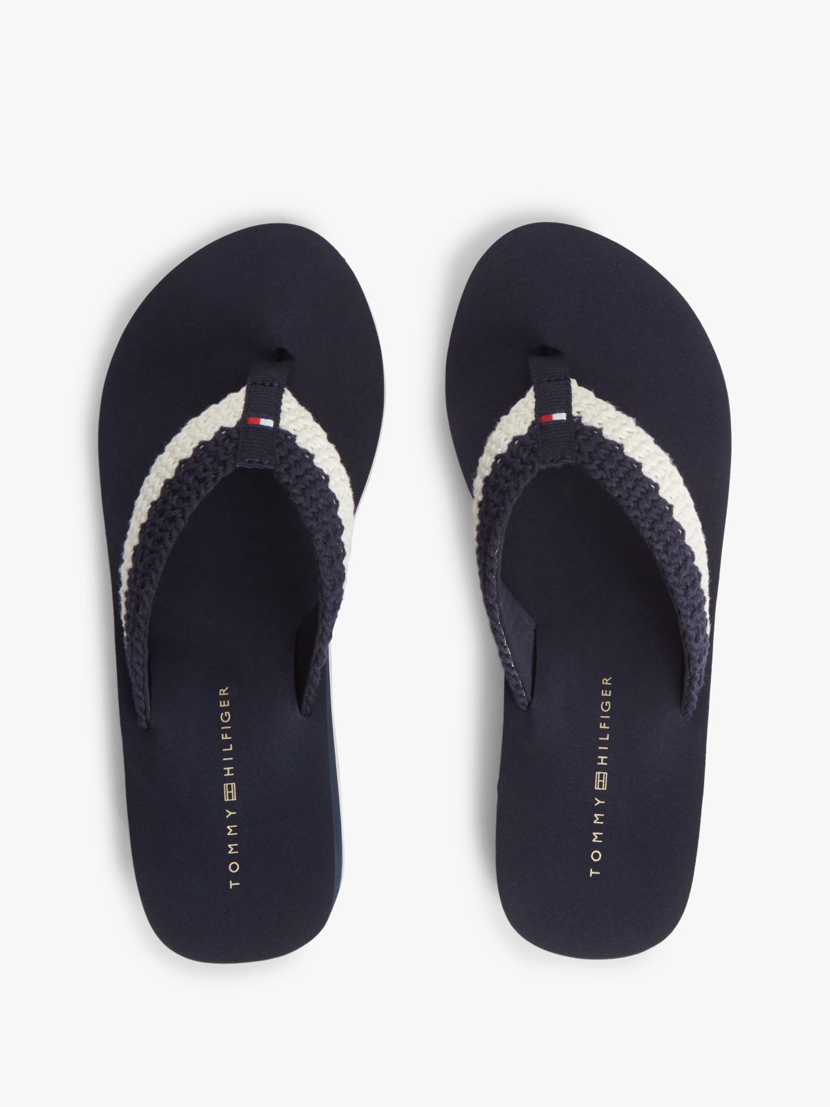 Wedge Heel Woven Flip-Flops — Blue