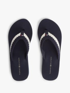 Wedge Heel Woven Flip-Flops — Blue 3
