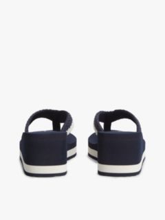 Wedge Heel Woven Flip-Flops — Blue 4