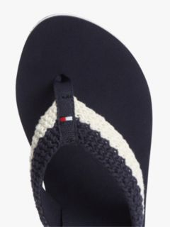 Wedge Heel Woven Flip-Flops — Blue 6