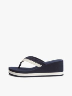Wedge Heel Woven Flip-Flops — Blue 7
