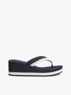 Wedge Heel Woven Flip-Flops — Blue 1