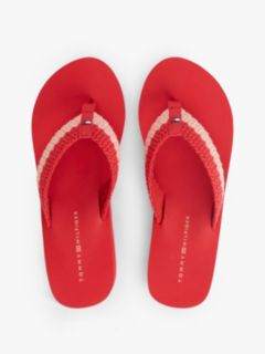 Wedge Heel Woven Flip-Flops — Red 3