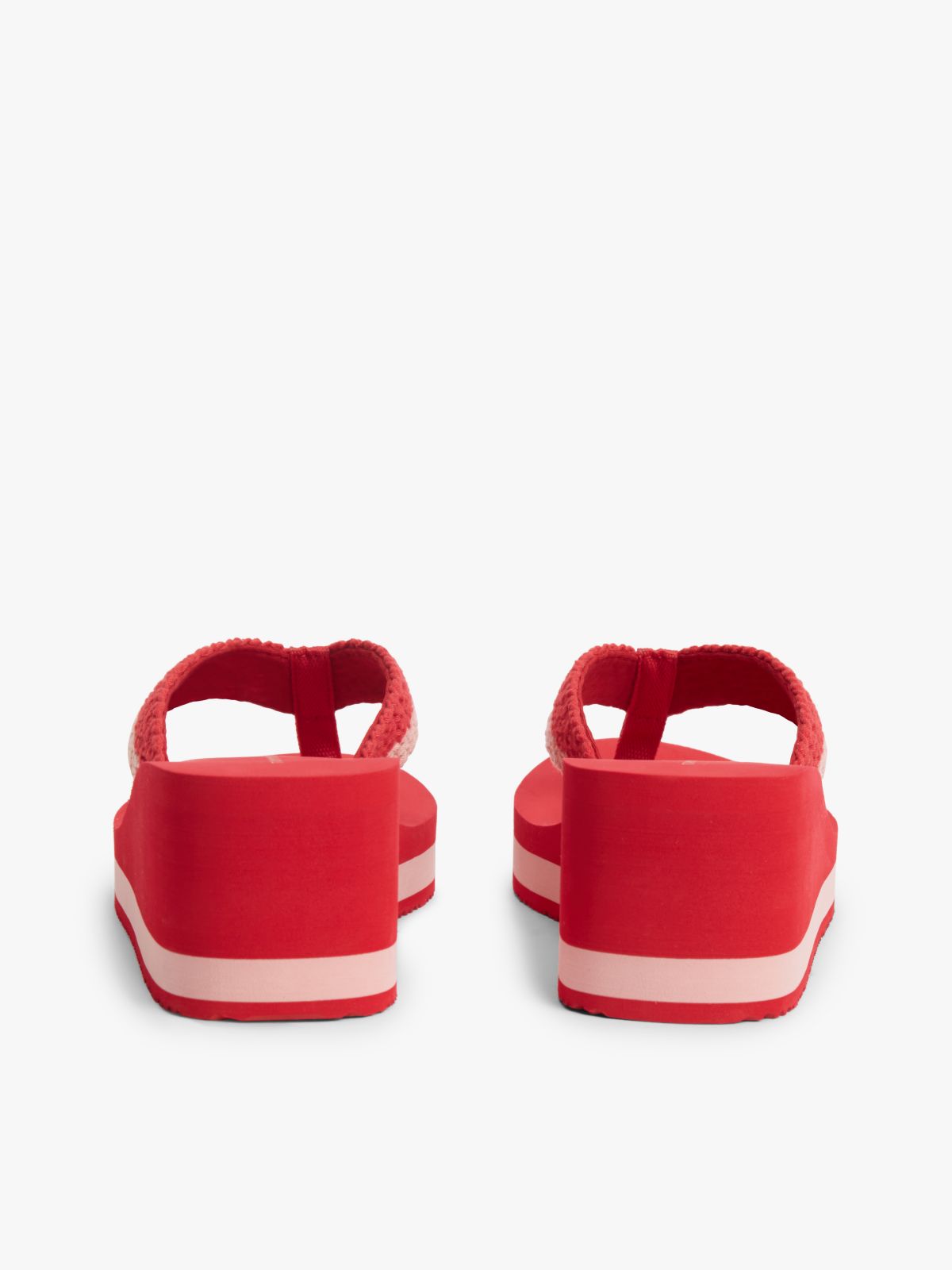 Wedge Heel Woven Flip-Flops — Red