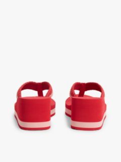 Wedge Heel Woven Flip-Flops — Red 4