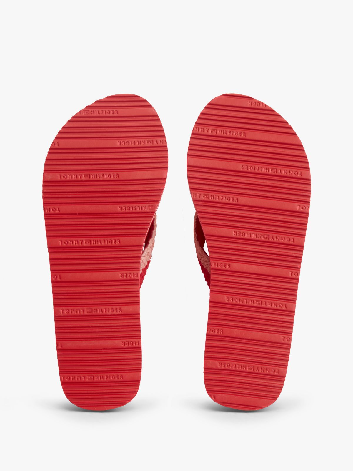 Wedge Heel Woven Flip-Flops — Red