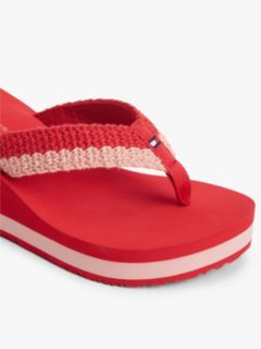 Wedge Heel Woven Flip-Flops — Red 6