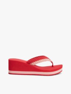 Wedge Heel Woven Flip-Flops — Red 1