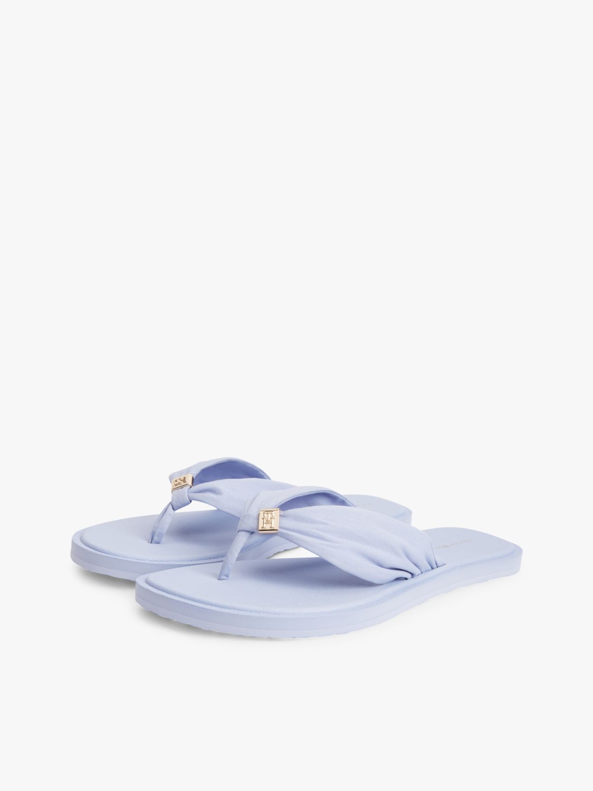 TH Monogram Plaque Flip-Flops — Purple