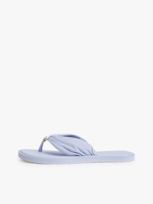 purple th monogram plaque flip-flops for women tommy hilfiger