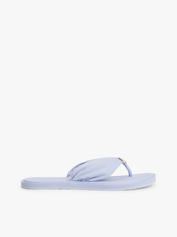 TH Monogram Plaque Flip-Flops — Purple