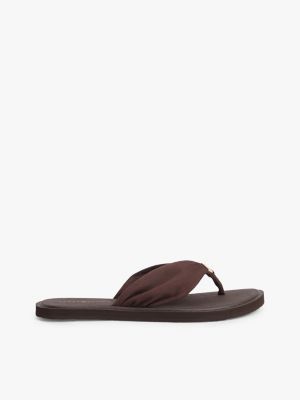 brown th monogram plaque flip-flops for women tommy hilfiger