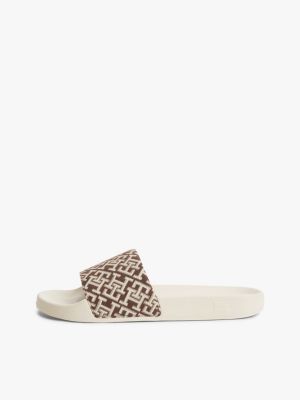 multi th monogram pool slides for women tommy hilfiger