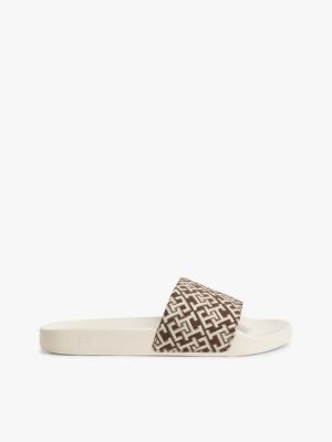 multi th monogram pool slides for women tommy hilfiger